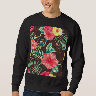 Sweatshirt Fleurs tropicales colorées Arrière - plan foncé
