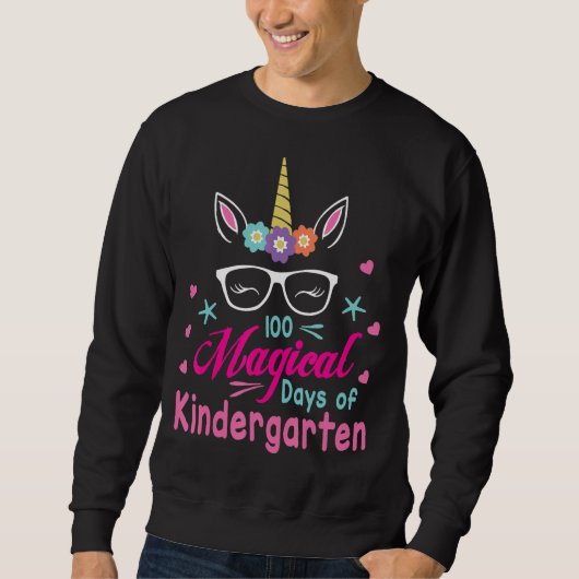 Sweatshirt Fleurs Unicorne Face Heureux 100 Jours Magiques De (Devant)