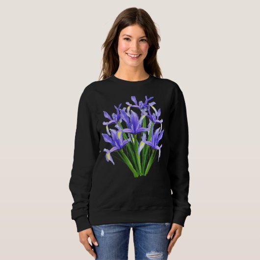 Sweatshirt Fleurs violettes Iris (Devant entier)
