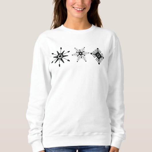 Sweatshirt Flocons de Noël Design Noir (Devant)