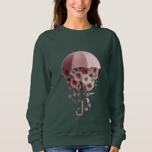 Sweatshirt Floral Downpour Bloomfall Sheltered by Spring Wher (Devant)