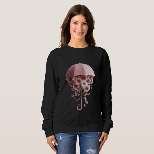 Sweatshirt Floral Downpour Bloomfall Sheltered by Spring Wher (Devant entier)
