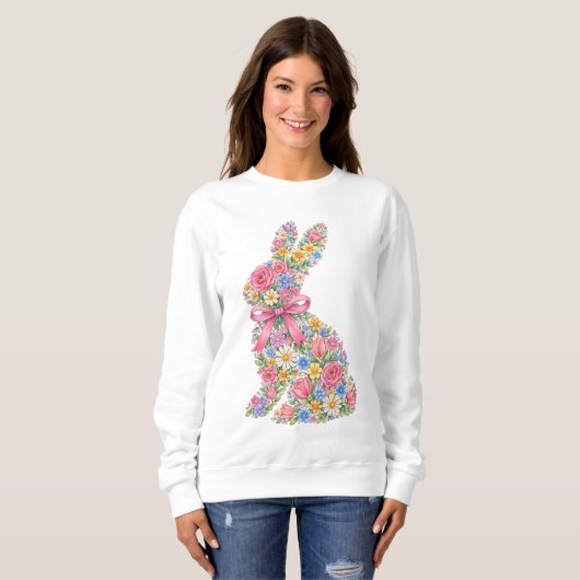 Sweatshirt Floral Easter Rabbit  (Devant entier)