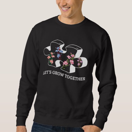 Sweatshirt Floral Flowers Together Grow Puzzle Autism Awarene (Devant)