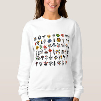 Sweatshirt Floral folk coloré et oiseaux