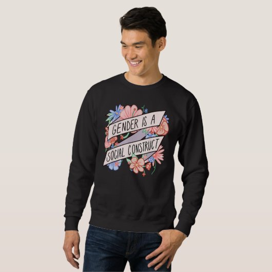 Sweatshirt Floral Gender Is A Social Construct Transgender Da (Devant entier)