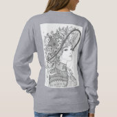 Sweatshirt Floral Hat Lady Ink Illustration (Dos)