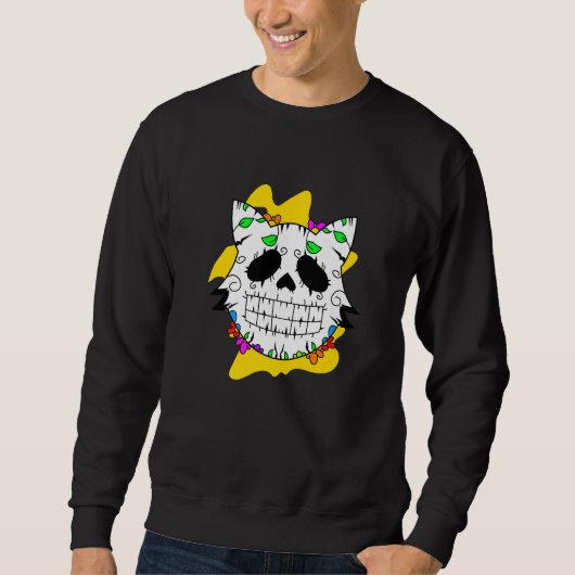 Sweatshirt Floral Mexican Cat Day of the Dead Dia De Muertos  (Devant)
