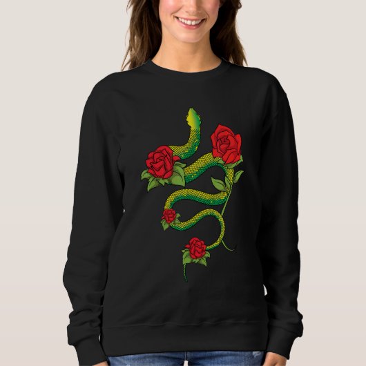 Sweatshirt Floral Reptile Keeper Animal Roses Snake Snake (Devant)