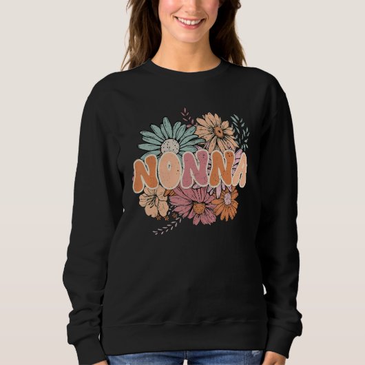 Sweatshirt Floral Retro Nonna Groovy Best Nonna Ever  Mother  (Devant)