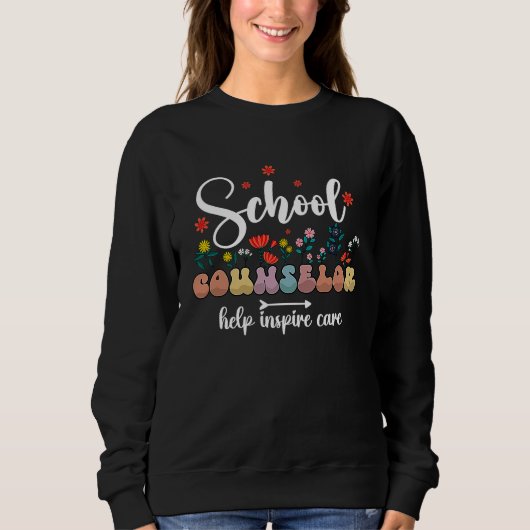 Sweatshirt Floral School Counselor Therapist Groovy Counselin (Devant)
