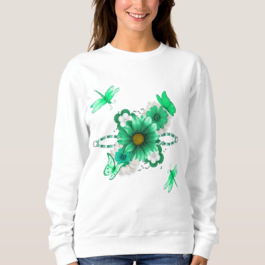 Sweatshirt Floral vert émeraude (Devant)