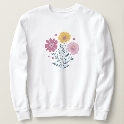 Sweatshirt Flore d'aquarelle mignonne (Design devant)