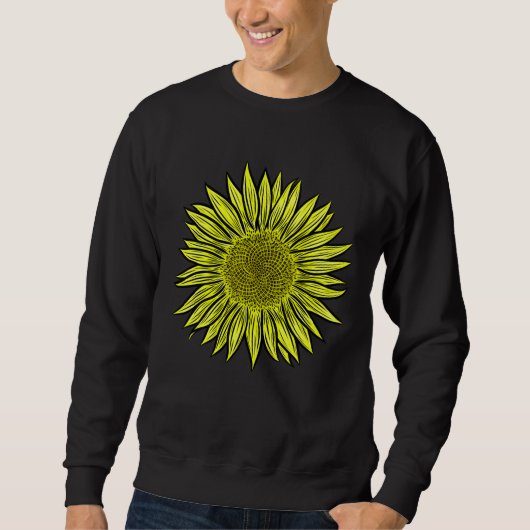 Sweatshirt Flore Rustique Tournesol Jaune Main tirée (Devant)