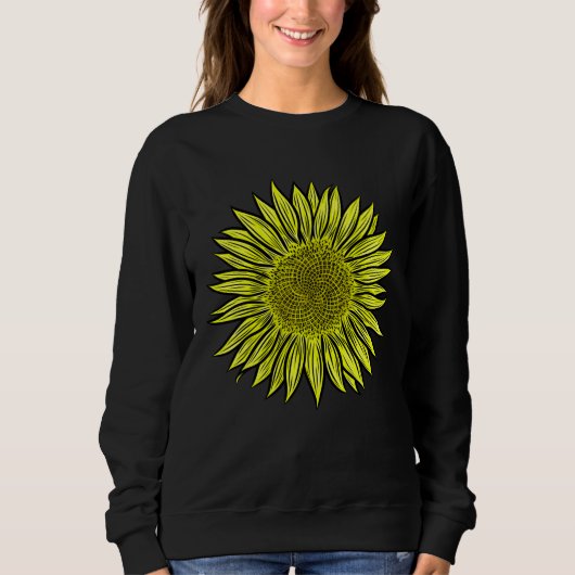 Sweatshirt Flore Rustique Tournesol Jaune Main tirée (Devant)