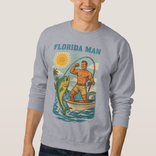 Sweatshirt Florida Man -Coastal Fishing Boat- Retro Fisherman (Devant)