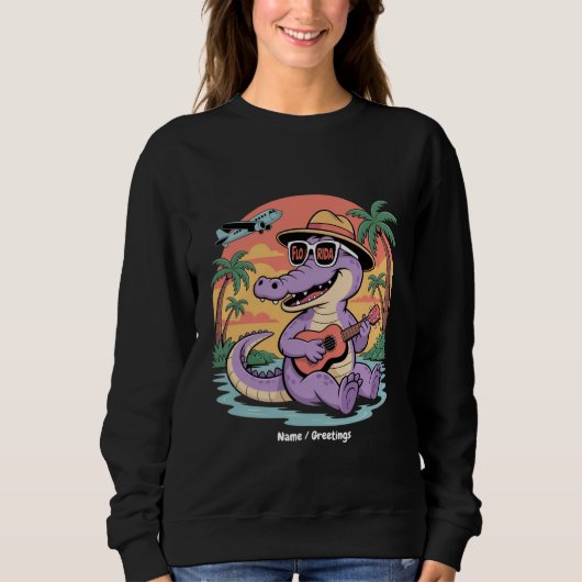 Sweatshirt Floride Vacances Cute Cool Été Alligator Funny (Devant)