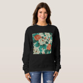 Sweatshirt Florist Roses Pattern Illustration Flowers Leaf Wo (Devant entier)