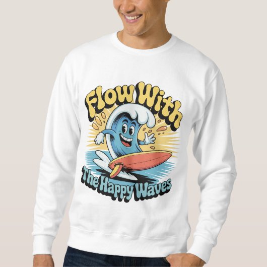 Sweatshirt Flow With The Happy Waves Surf Style Men’s Tee (Devant)