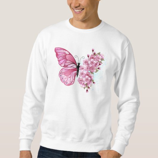 Sweatshirt Flower Butterfly with Pink Sakura (Devant)