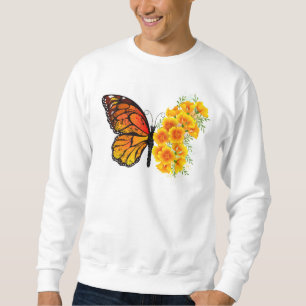 Sweatshirt Flower Butterfly with Yellow California Poppy