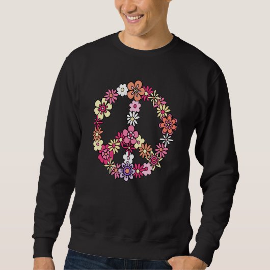 Sweatshirt Flower Peace Sign Vintage Hippie (Devant)