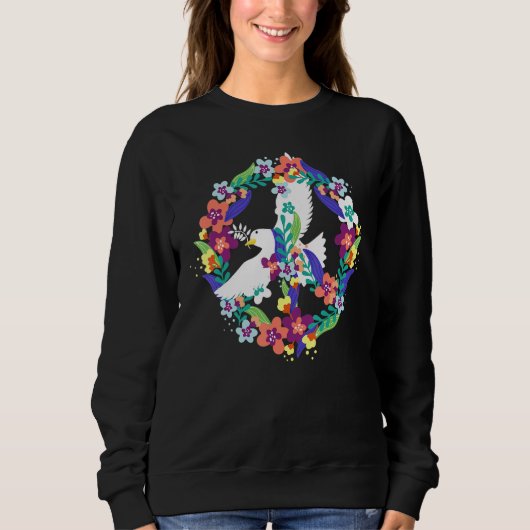 Sweatshirt Flower Power Peace Hippie Love 60s les années 70 R (Devant)
