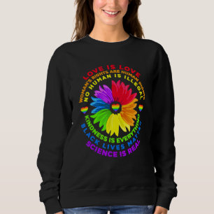 Sweatshirt Flower Rainbow Human Black Vie Droits Sciences Lg