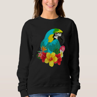 Sweatshirt Flowers Bird Jungle Animal Tropical Macaw Parrot