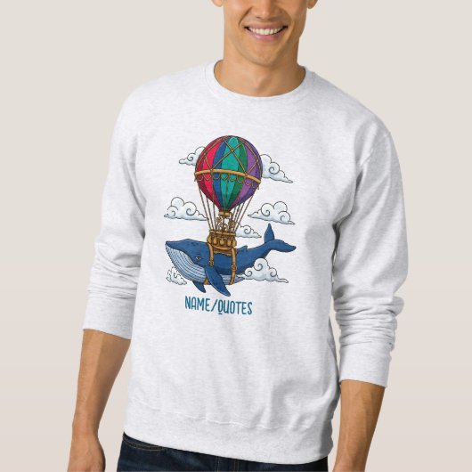 Sweatshirt Flying Blue Whale with Hot Air Balloon (Devant)