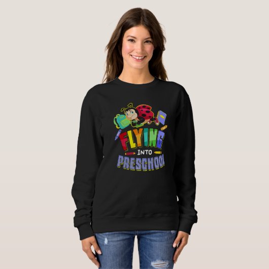 Sweatshirt Flying Into Preschool Ladybug Back To School First (Devant entier)