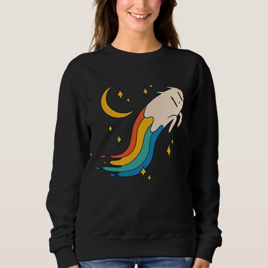 Sweatshirt Flying Rainbow Cat Meme Cat Emo Soft Grunge EGirl (Devant)