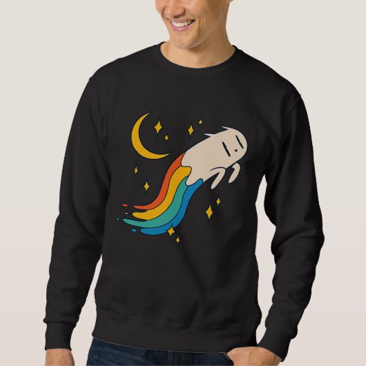 Sweatshirt Flying Rainbow Cat Meme Cat Emo Soft Grunge EGirl (Devant)