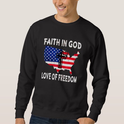 Sweatshirt Foi Amour Liberté Drapeau Américain Fleur Pour Chr (Devant)