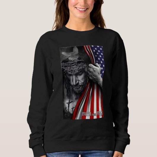 Sweatshirt Foi sur la peur Dieu Jésus Drapeau chrétien (Devant)
