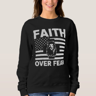 Sweatshirt Foi sur la peur Lion Lettres foi chrétienne Croix