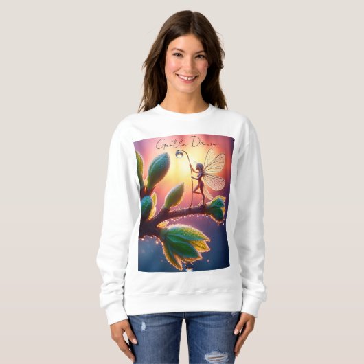 Sweatshirt Fond ensoleillé avec créature ailée (Devant entier)