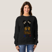 Sweatshirt Football Sister Vintage Leopard Messy Bun Footbal (Devant entier)