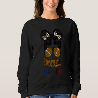 Sweatshirt Football Sister Vintage Leopard Messy Bun  Footbal