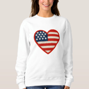 Sweatshirt Forme cardiaque Fils nus tricotés Drapeau américai