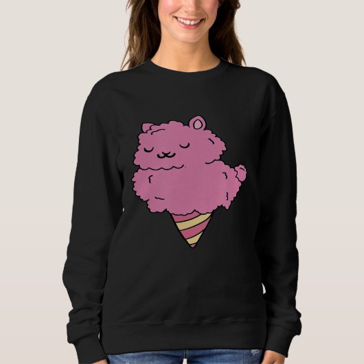 Sweatshirt Forme de crème glacée Llama Alpaca rose (Devant)