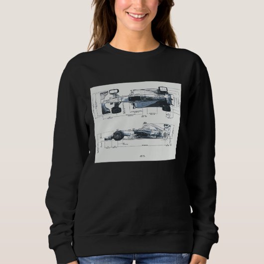 Sweatshirt Formula Racing Car Blueprint Mechanical Engineerin (Devant)