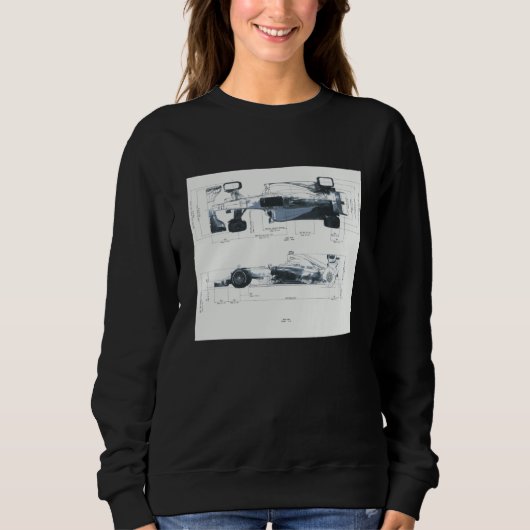 Sweatshirt Formula Racing Car Blueprint Mechanical Engineerin (Devant)