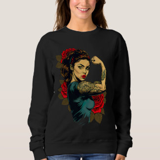 Sweatshirt Forte Femme Mère Roses Ne jamais abandonner 3