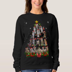 Sweatshirt Fou Noël Arbre de Noël Chat