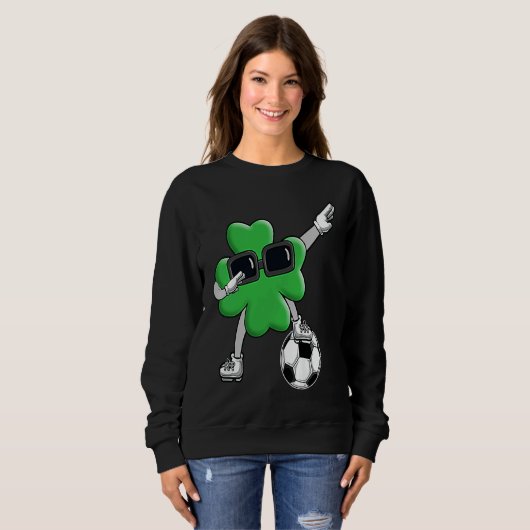 Sweatshirt Four Leaf C Soccer Patrick's Day Lucky Day (Devant entier)