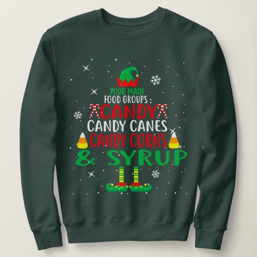 Sweatshirt Four Main Food Groups Elf Buddy Christmas Pajama X (Design devant)
