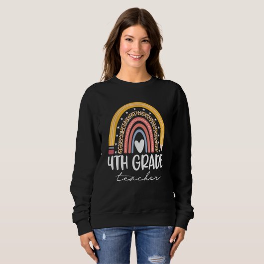 Sweatshirt Fourth Grade Teacher Boho Rainbow 4th Grade Teache (Devant entier)