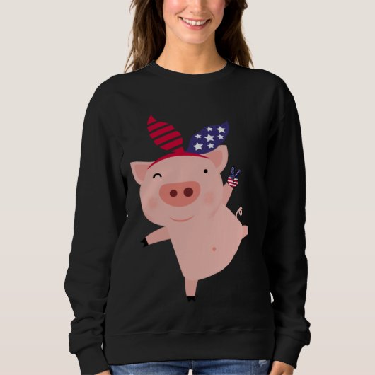 Sweatshirt Fourth of July Pig (Devant)