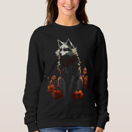 Sweatshirt Fox Artwork Flowers Animal Animal Fox (Devant)